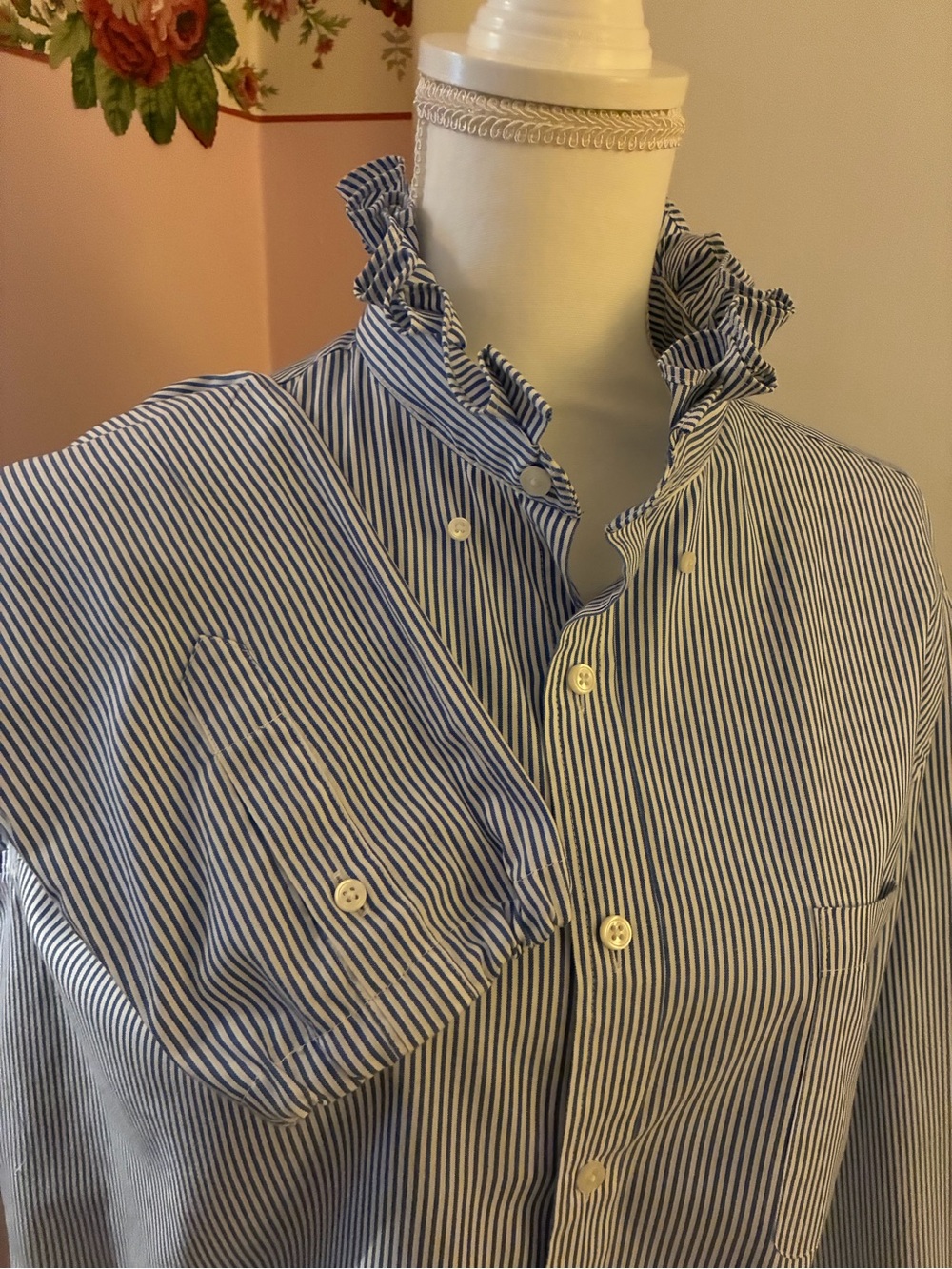 Up-Cycled Ruffled Collar “Girly” Shirt - Picture 3 of 6
